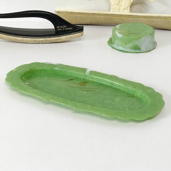 Vintage Celluloid Manicure Dragons Nail Buffer Vanity Set Tray Powder Box Lot - Picture 11 of 15